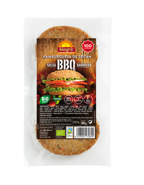 Hamburguesa BBQ (Seitán con salsa Barbacoa)