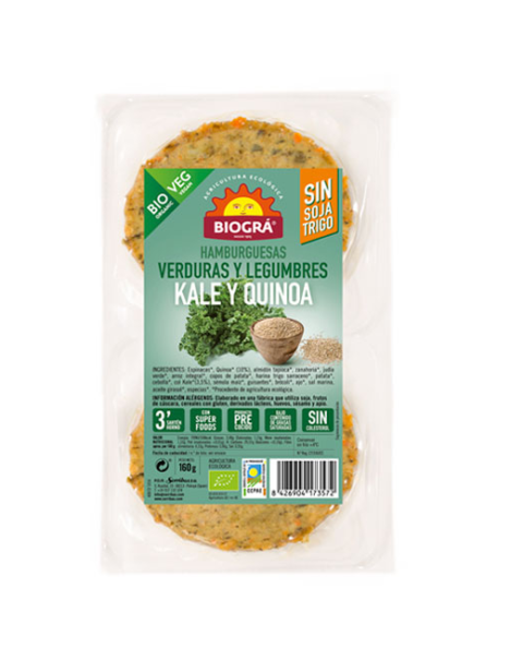 Hamburguesa de verduras y legumbres. Kale y Quinoa